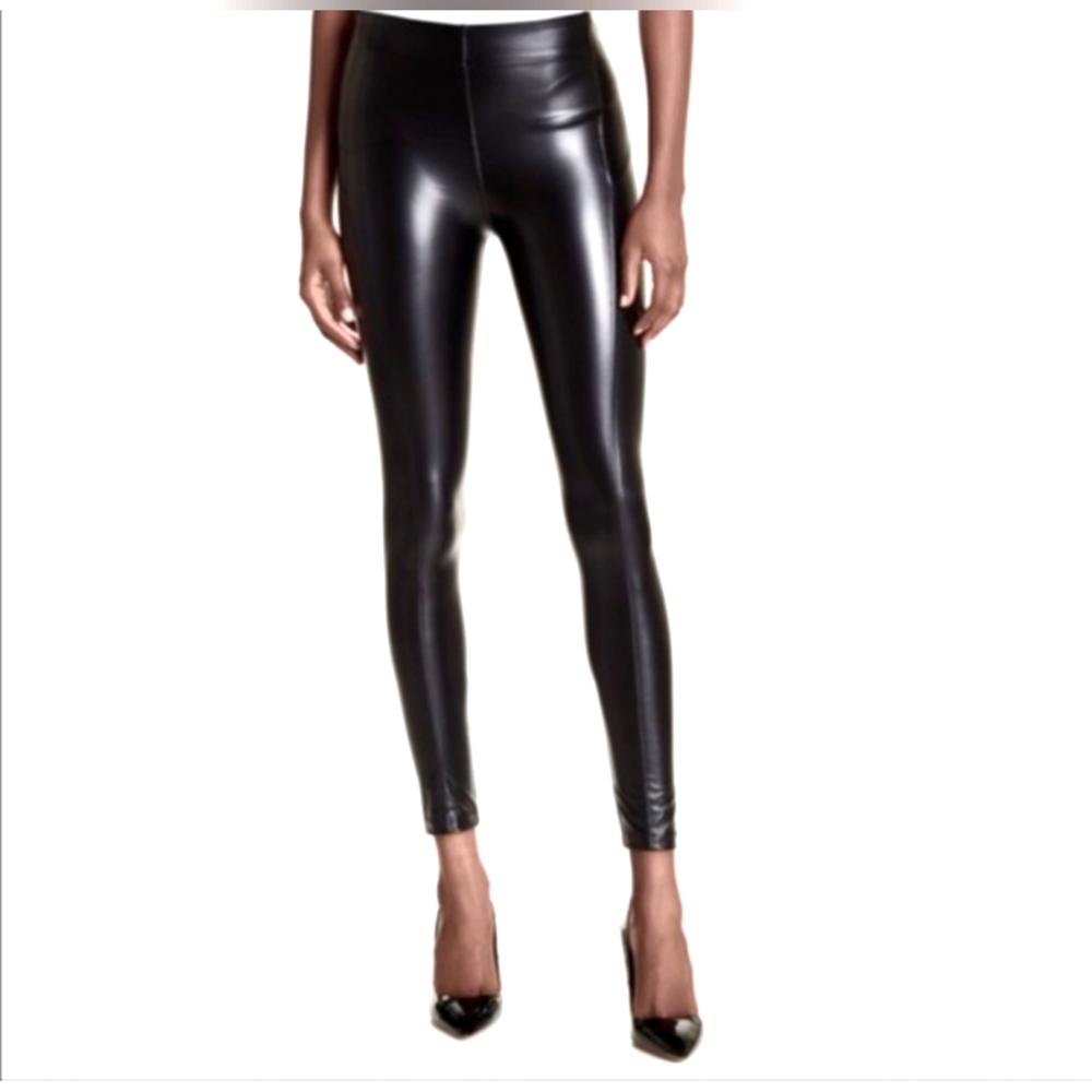 Luxury Designer David Lerner Sexy Mid Rise Vegan Leather Leggings- XS